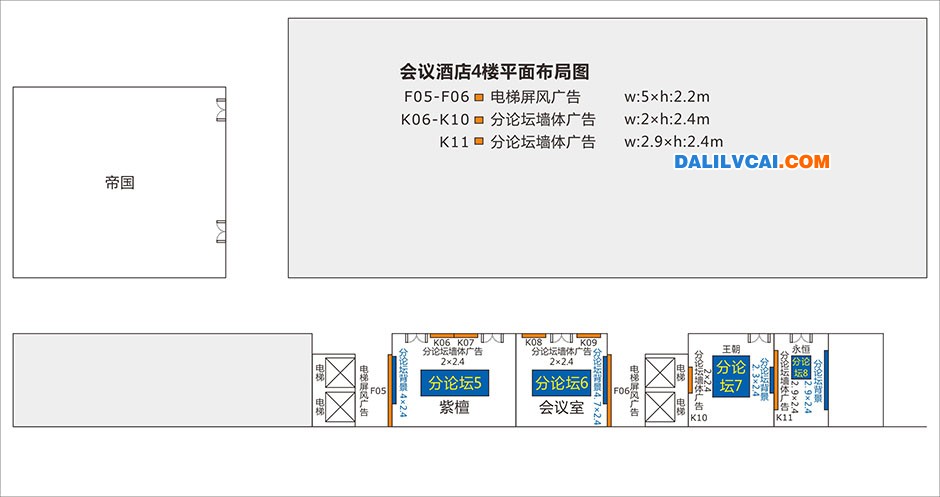 第五屆廣東鋁加工技術(shù)國(guó)際研討會(huì)議酒店4樓廣告位布局圖