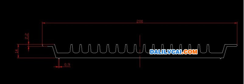 200mm寬*14mm高梳形散熱器鋁材