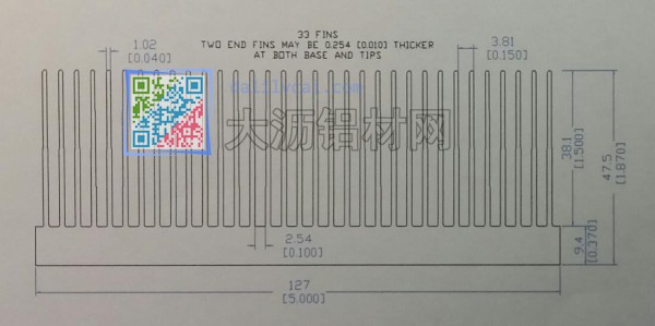 127mm*47.5mm梳形散熱器鋁材